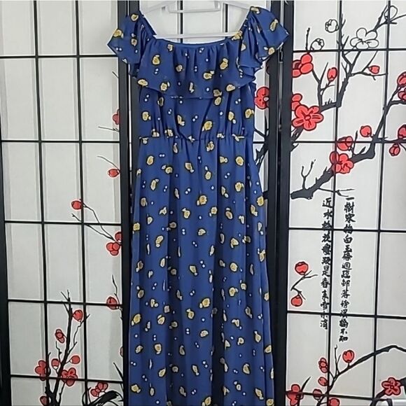 Betsy Johnson nwt Vintage Off The Shoulder Floral Maxi Dress - Picture 4 of 13